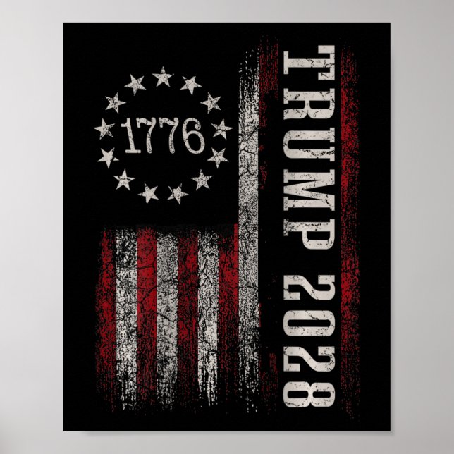 Poster Trump 2028 Vote Donald Trump America Drapeau améri (Devant)