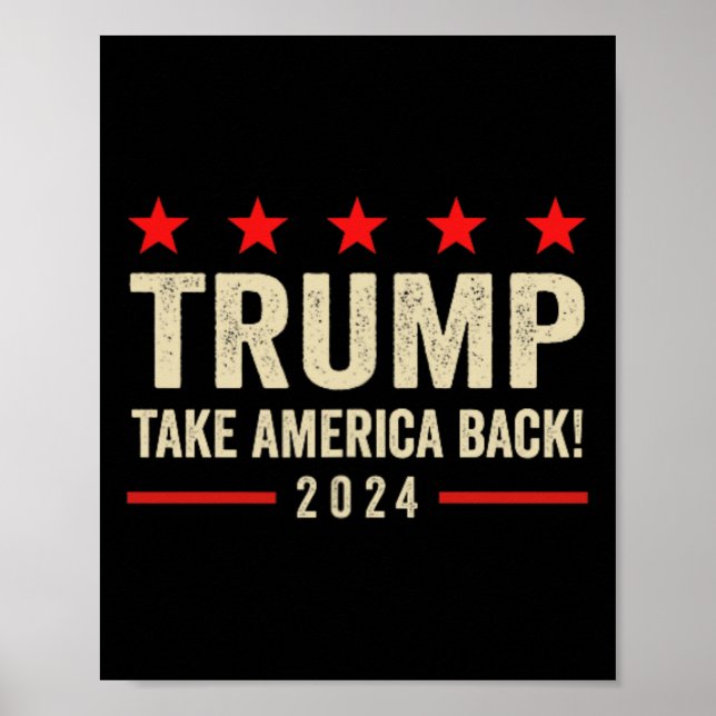 Poster Trump 45 47 (sur le dos) Reprendre l'Amérique Usa  (Devant)