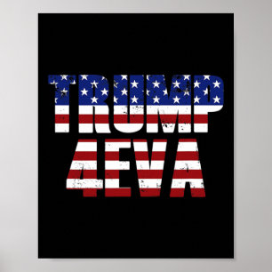 Poster Trump 4eva Drôle Trump Mème Vintage Drapeau Améric