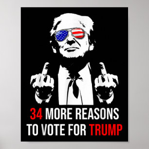 Poster Trump A Condamné Felon, 34 Raisons Supplémentaires