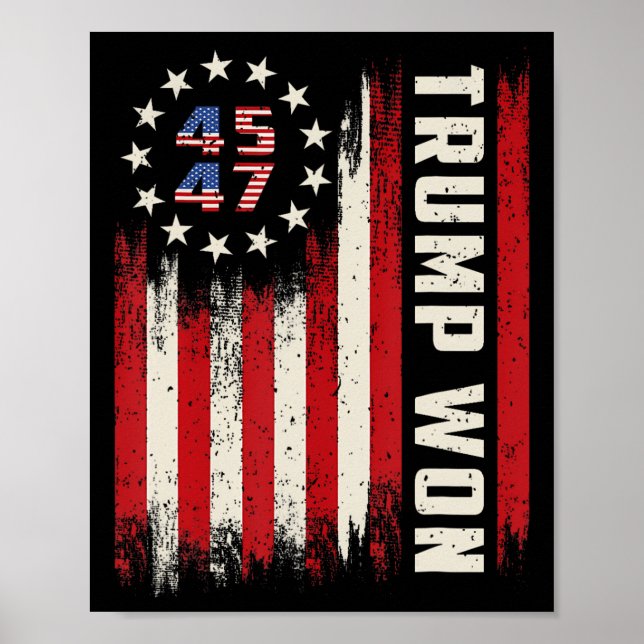 Poster Trump a remporté 2024 45 47ème Président Drapeau U (Devant)