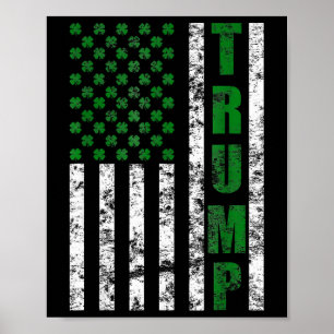Poster Trump Amérique Drapeau Vintage Jour de la Saint Pa