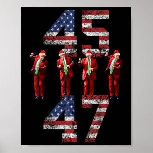 Poster Trump Dance 45 47 Drapeau américain Trump Xmas Paj