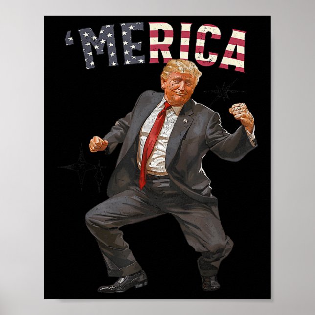 Poster Trump est heureux 4 juillet Trump Dons du drapeau  (Devant)