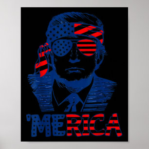 Poster Trump est heureux 4 juillet Trump Drapeau américai