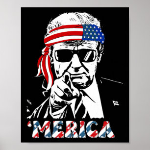 Poster Trump Happy 4 juillet Trump American Flag 1
