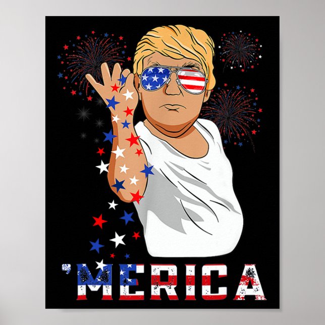 Poster Trump Happy 4 juillet Trump American Flag 1 (Devant)