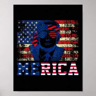 Poster Trump Happy Quatrième 4 juillet Trump Drapeau amér