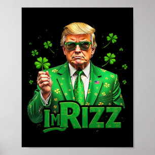 Poster Trump Je suis Rizz Saint-Patrick Chanceux Trèfle I