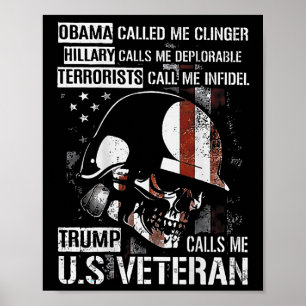 Poster Trump m'appelle le crâne vétéran américain Drapeau