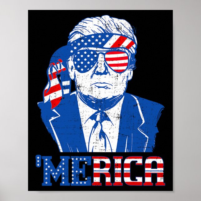 Poster Trump Merica Trump 4 juillet le drapeau américain (Devant)