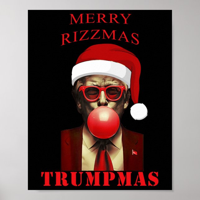Poster Trump Merry Rizzmas Trumpmas Funny Christmas Bubbl (Devant)