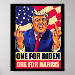 Poster Trump Middle Finger Biden Harris Amérique Républic