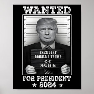 Poster Trump Mug Tiré Recherché Aux États-Unis Président 