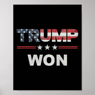 Poster Trump remporte 4 juillet drapeau américain