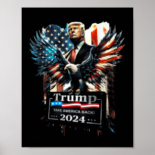Poster Trump Reprenez l'Amérique 2024 Drapeau de l'aigle