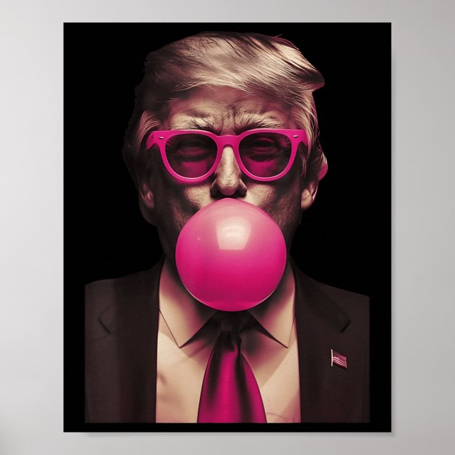 Poster Trump rose Bubblegum drôle (Devant)