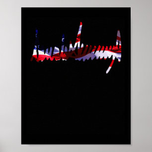 Poster Trump Signature Usa Drapeau 4 juillet 2024 Maga Te