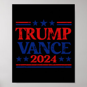 Poster Trump Vance 2024 Drapeau Patriotique États-Unis ét