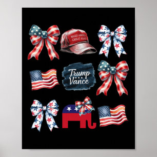 Poster Trump Vance Bow Coquette Vote Présidentiel 2024 El