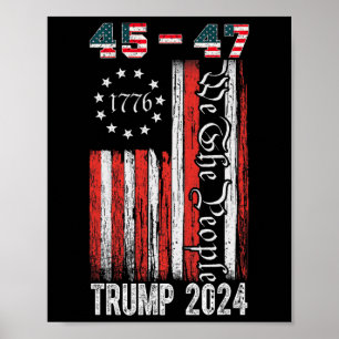 Poster Trump vintage 2024 45-47 Us Drapeau Nous Le Peuple