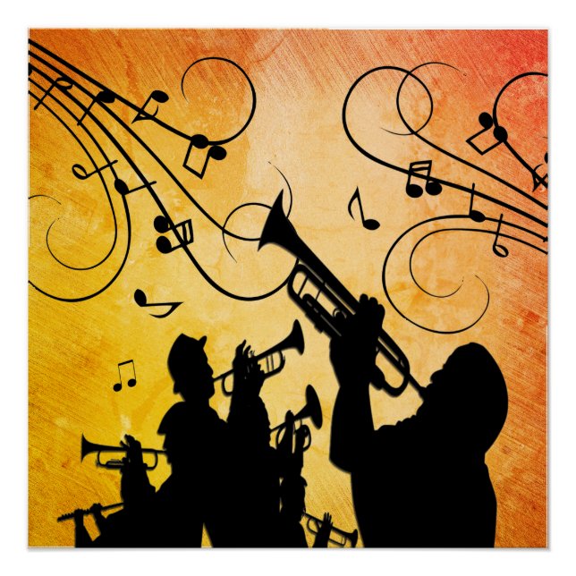 Poster Trumpet Section Burange Orange Music Design (Devant)