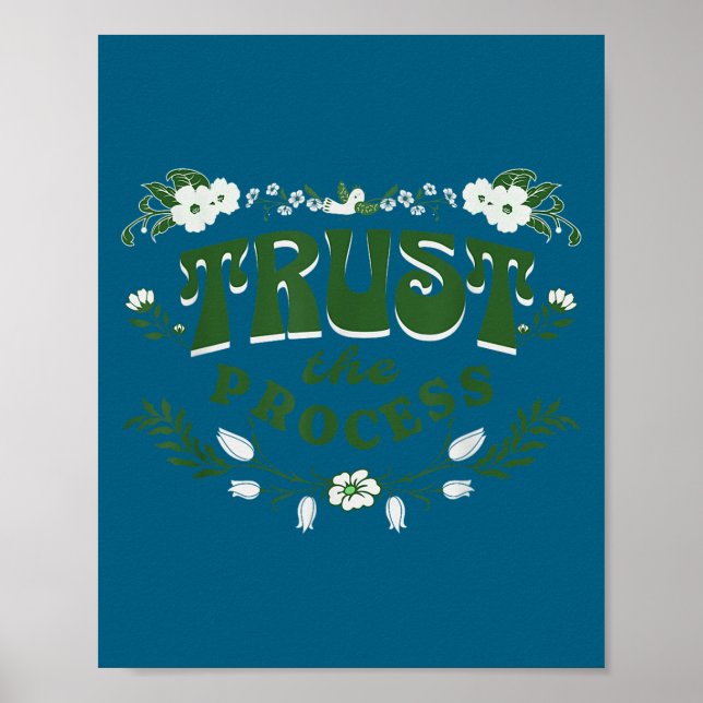Poster Trust The Process, Feminine Floral Sitive Motivati (Devant)
