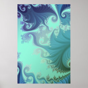 Poster tryptiche bleu arabesque