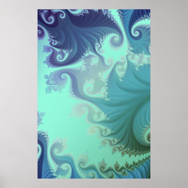 Poster tryptiche bleu arabesque (Devant)