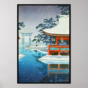 Poster Tsuchiya Koitsu Snowy Miyajima paysage d'hiver art