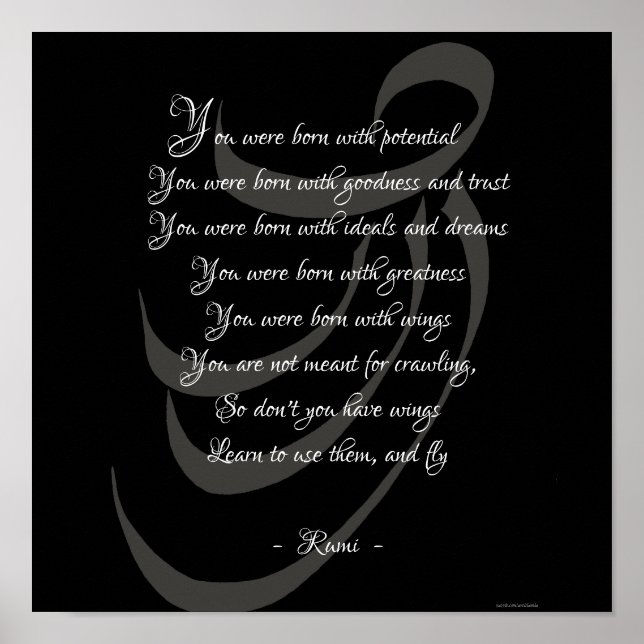 Poster Tu es né avec des ailes Rumi sagesse (Devant)