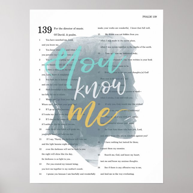 Poster Tu Me Connais, Psaume 139, Silhouette Homme (Devant)