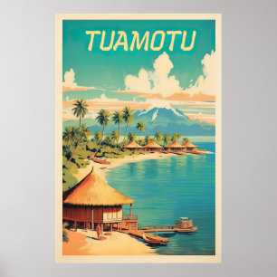 Poster Tuamotu, Polynésie française, Voyage