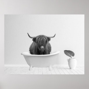 Poster Tub de bain de vache des Highlands Accueil Horizon