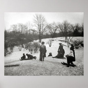 Poster Tubing dans Central Park, 1906. Photo ancienne