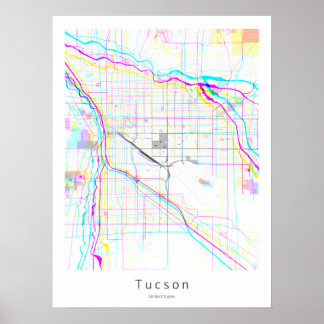 Poster Tucson Arizona Simple Blanc Abstrait Carte