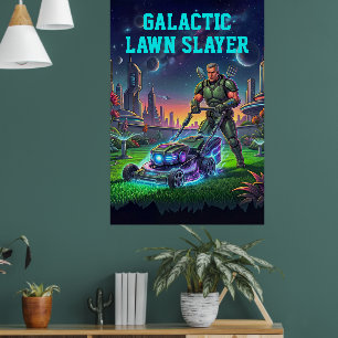 Poster Tueur de pelouse galactique Rétro Bande dessinée E