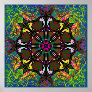 Poster Tuile de Mandala de la tribu bohémienne de cristal