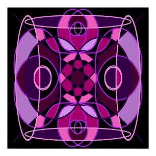 Poster Tuile de mosaïque abstraite rose et violet