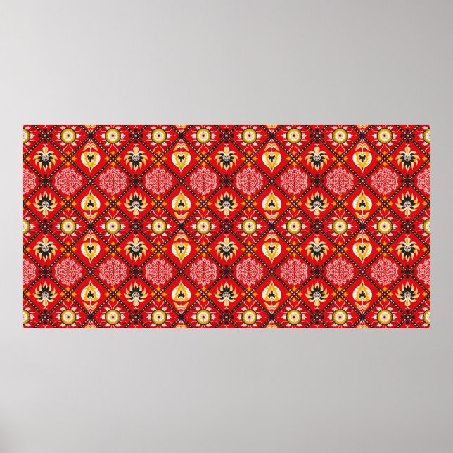 Poster tuile en majolique italienne. Broderie avec fleurs (Devant)