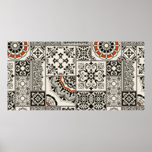 Poster Tuile en patchwork sans couture avec Islam, arabe,