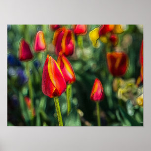 Poster Tulip Garden Texté