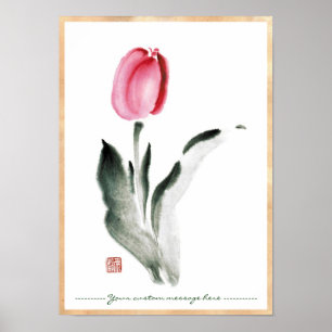 Poster Tulipe chinoise orientale classique de fleur