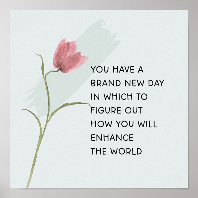 Poster Tulipe rose Abstraite sur la citation motivationne (Devant)