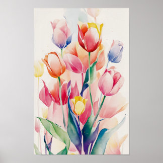 Poster Tulipes colorées