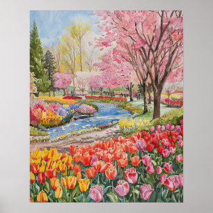Poster Tulipes Colorées dans le Parc