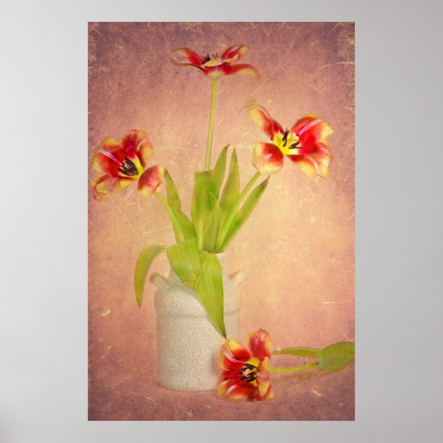 Poster Tulipes de printemps en texture (Devant)
