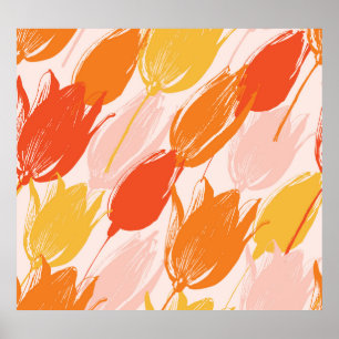 Poster Tulipes diagonales : Conception de couleurs claire