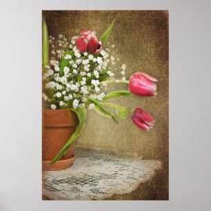Poster tulipes en pot d'argile