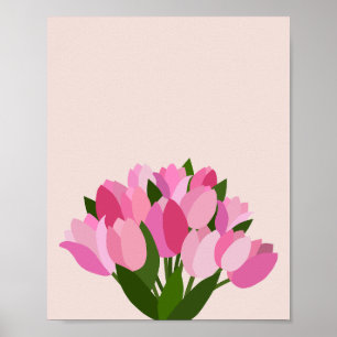 Poster Tulipes fraîches Fleurs roses